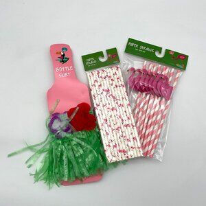 Summer Fun Junk Drawer Discontinued Flamingo Hawaiian Lot Drink Accessories NWT